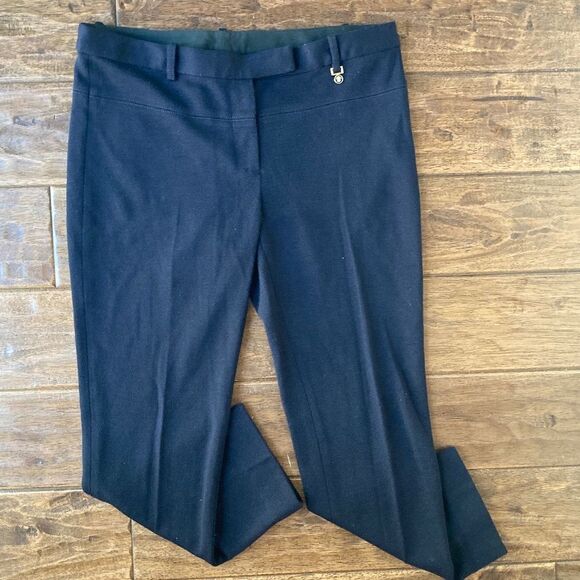 Tory Burch Beverly Pants Women's 10 Navy Blue Wool Blend Knit Classic Workwear - Picture 1 of 9